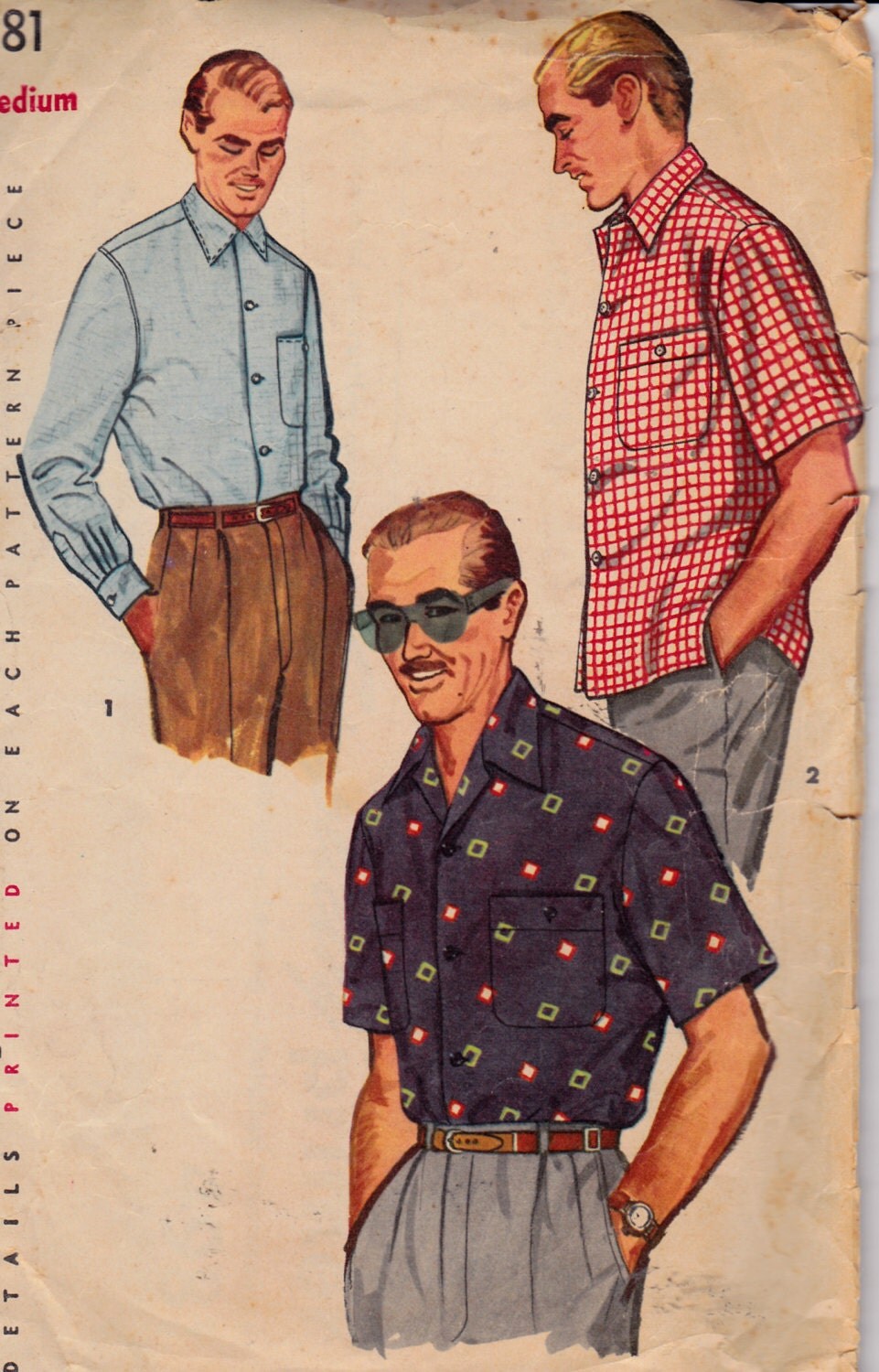 Men's Sewing Pattern 1950's ButtonDown Oxford Shirt