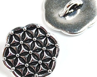 TierraCast Antique Silver Round Flower of Life Button Focal -1