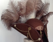 Steampunk brown & Brass Pirate hat