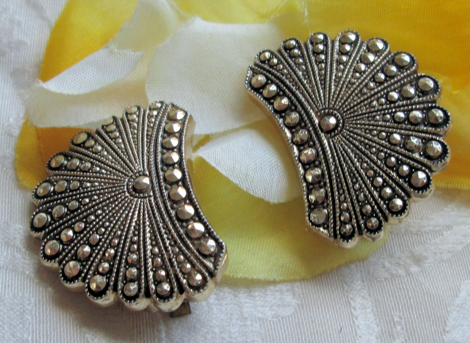 Vintage Marcasite clip earrings marked made in Germany by mickyme2
