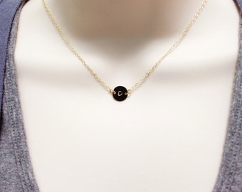 Tiny Initial Necklace, Personalized Gold Necklace, Initial Disc Necklace, Dainty Necklace, Delicate Necklace, Personalized