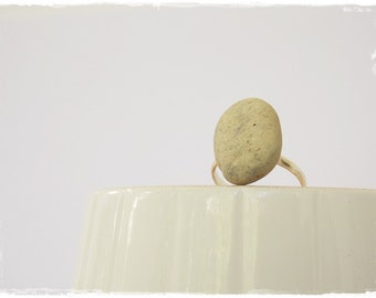 Greek Stone Ring, Gray Pebble Ring, Beach Pebble Ring, Grey Stone Jewelry, Statement Rock Ring, Mediterranean Ring, Boho Nature Stone Ring