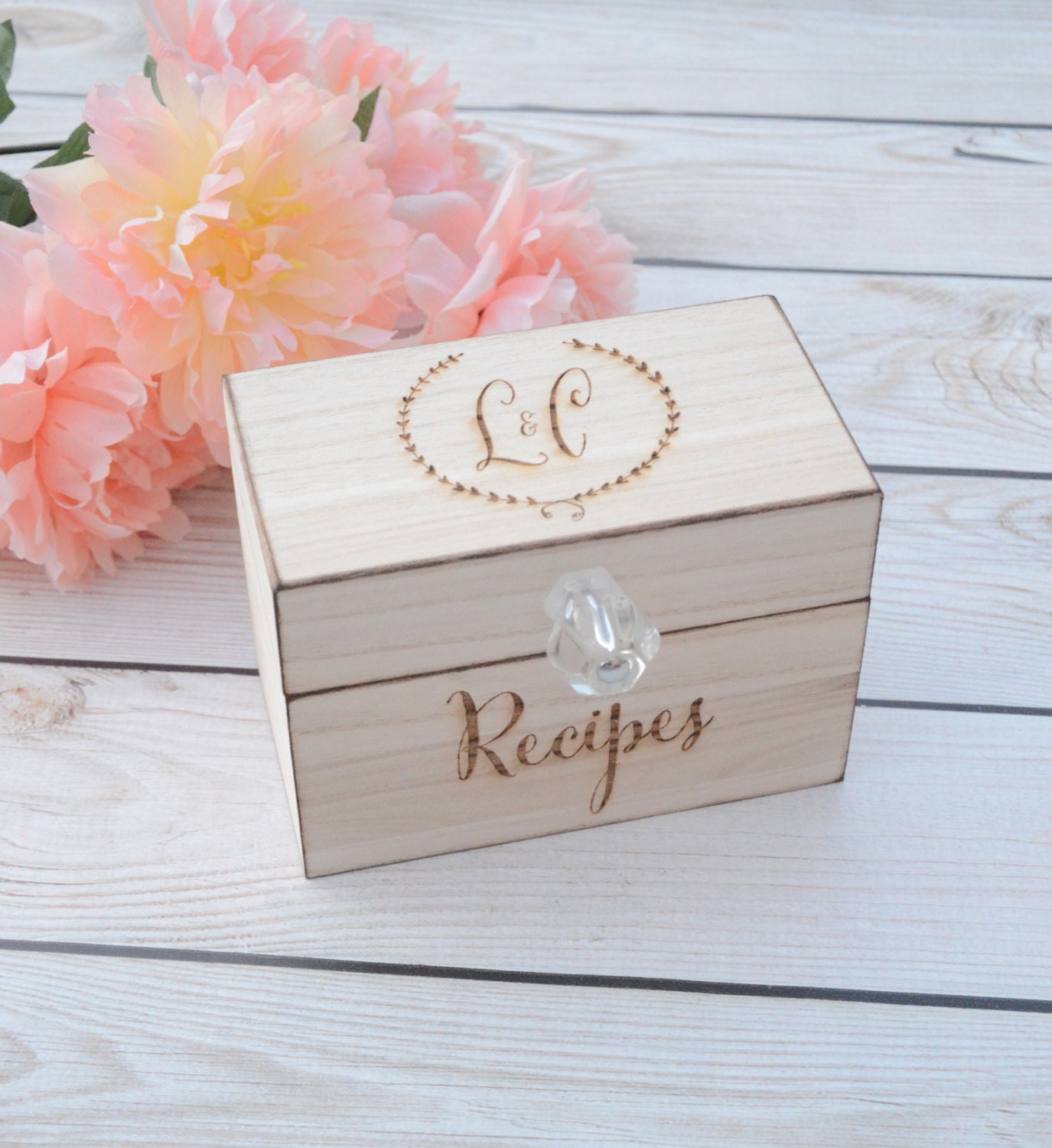 Personalized recipe box wooden recipe box home decorations