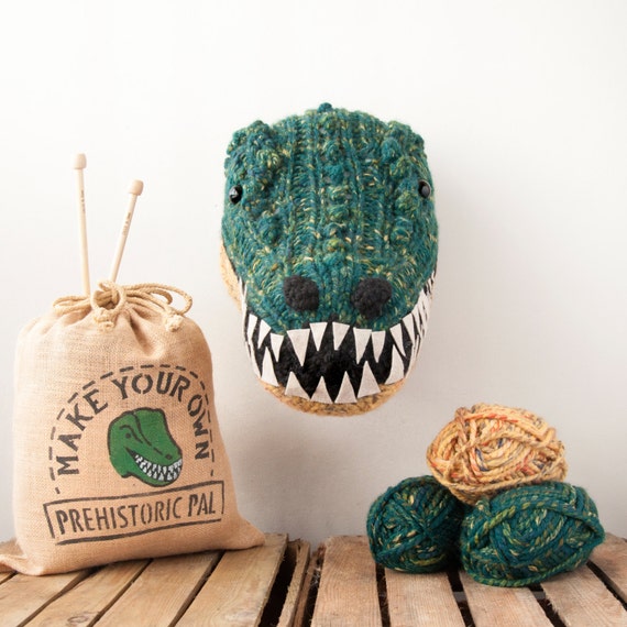 Faux Green T-Rex Knitting Kit Make Your Own Prehistoric Pal