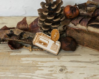 Twin Peaks Brooch - Diane, Laser Cut Plywood Pin
