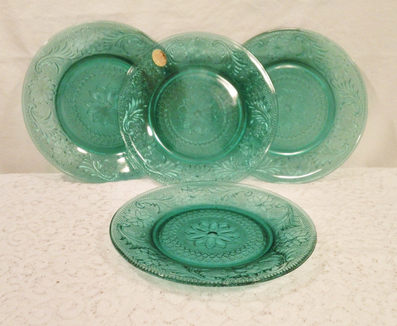 Vintage Tiara Sandwich Glass Spruce Green 8 by SweetTeaTreasures