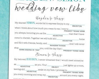 wedding vows bridal shower mad lib bachelorette rehearsal wedding guest book mad libs marriage advice by sizzleconedesign wedding vows bridal shower mad lib bachelorette rehearsal wedding guest book mad libs marriage advice by sizzleconedesign