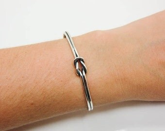 Sterling Silver Sailors Knot Cuff Bracelet - Love Knot Bracelet - Silver Love Knot Cuff - Silver Double Knot Bracelet - Love Knot Cuff