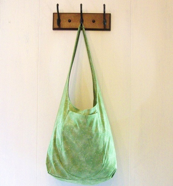 Green Cloth Tote Bag with Two Pockets Womens by homesewnbykate