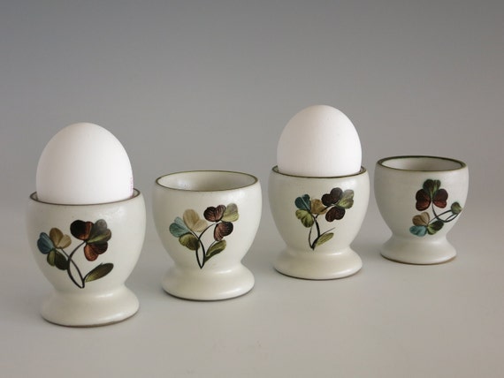 Vintage   uk Denby Stands Egg  cups or   vintage Egg England egg Shamrock Denby Cups