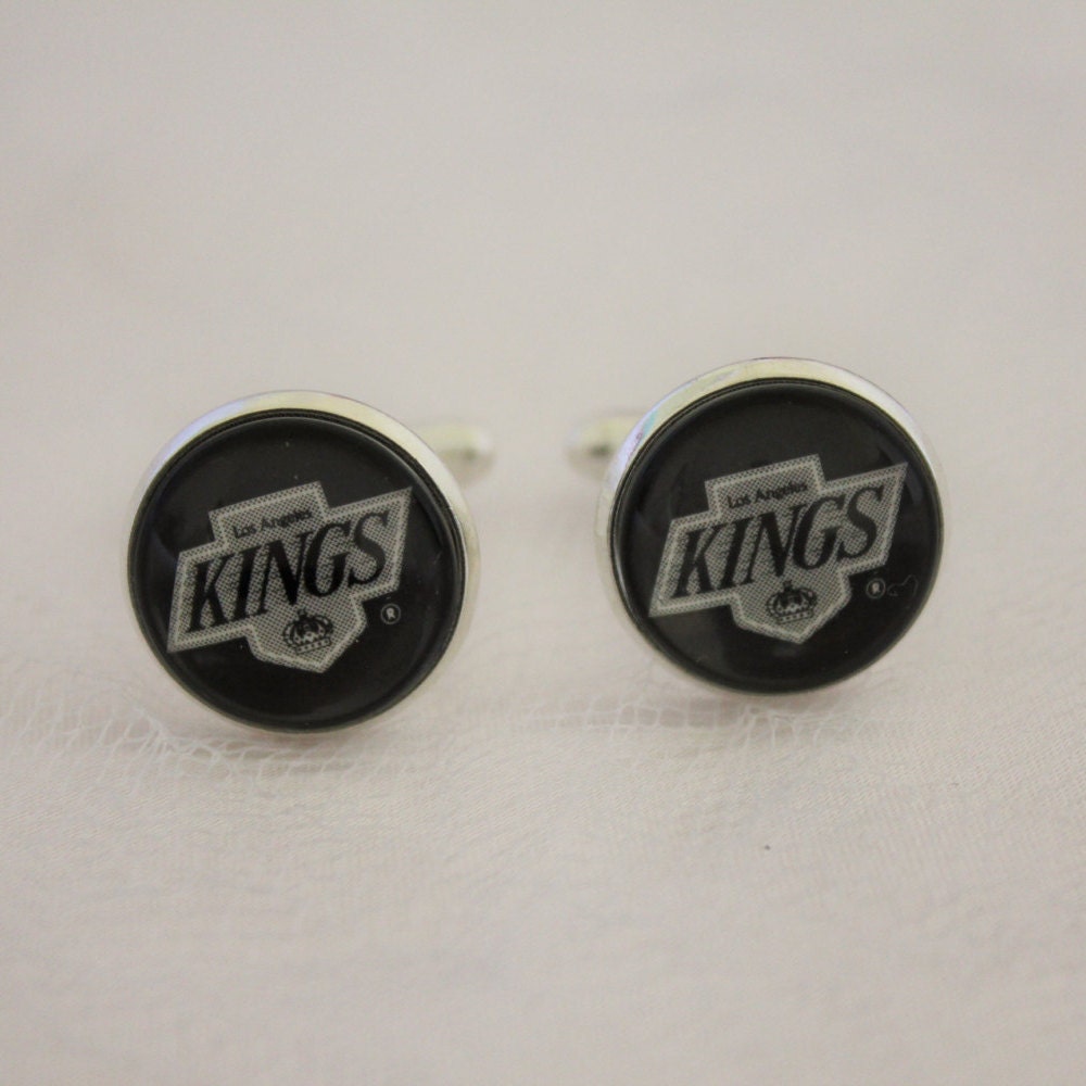 Los Angeles Kings Cufflinks made from Hockey Trading by TSLdesigns