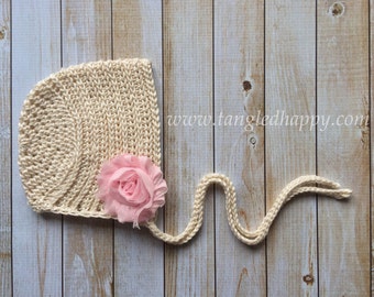 Instant Download - CROCHET BONNET PATTERN Ribbed Baby Bonnet