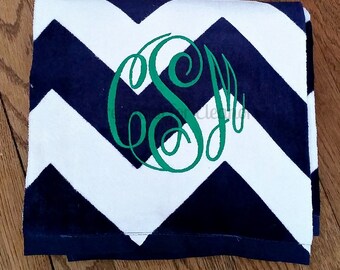 Monogrammed Beach Towel, Chevron Beach Towel, Monogram Towel, Personalized Beach Towel, Bridesmaids Gift, Teachers Gift, Monogram Towel