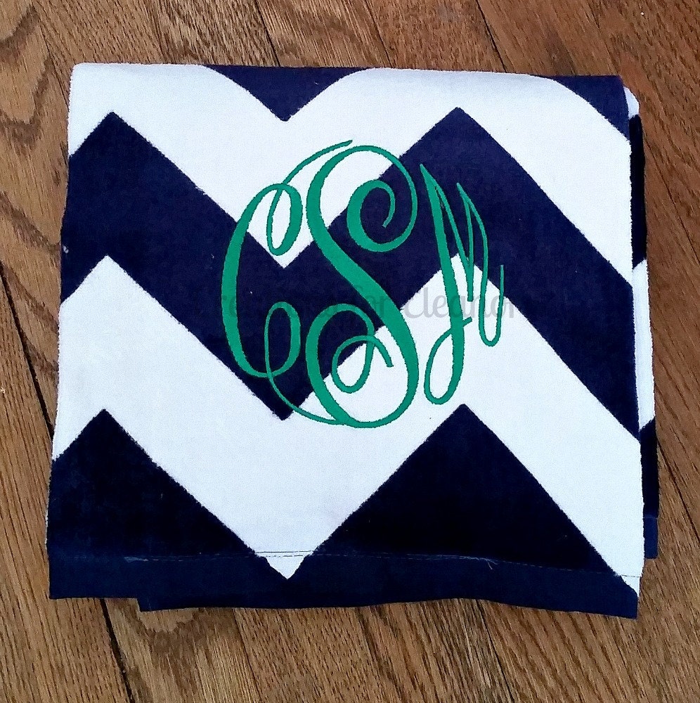 Monogrammed Beach Towel Chevron Beach Towel Monogram Towel