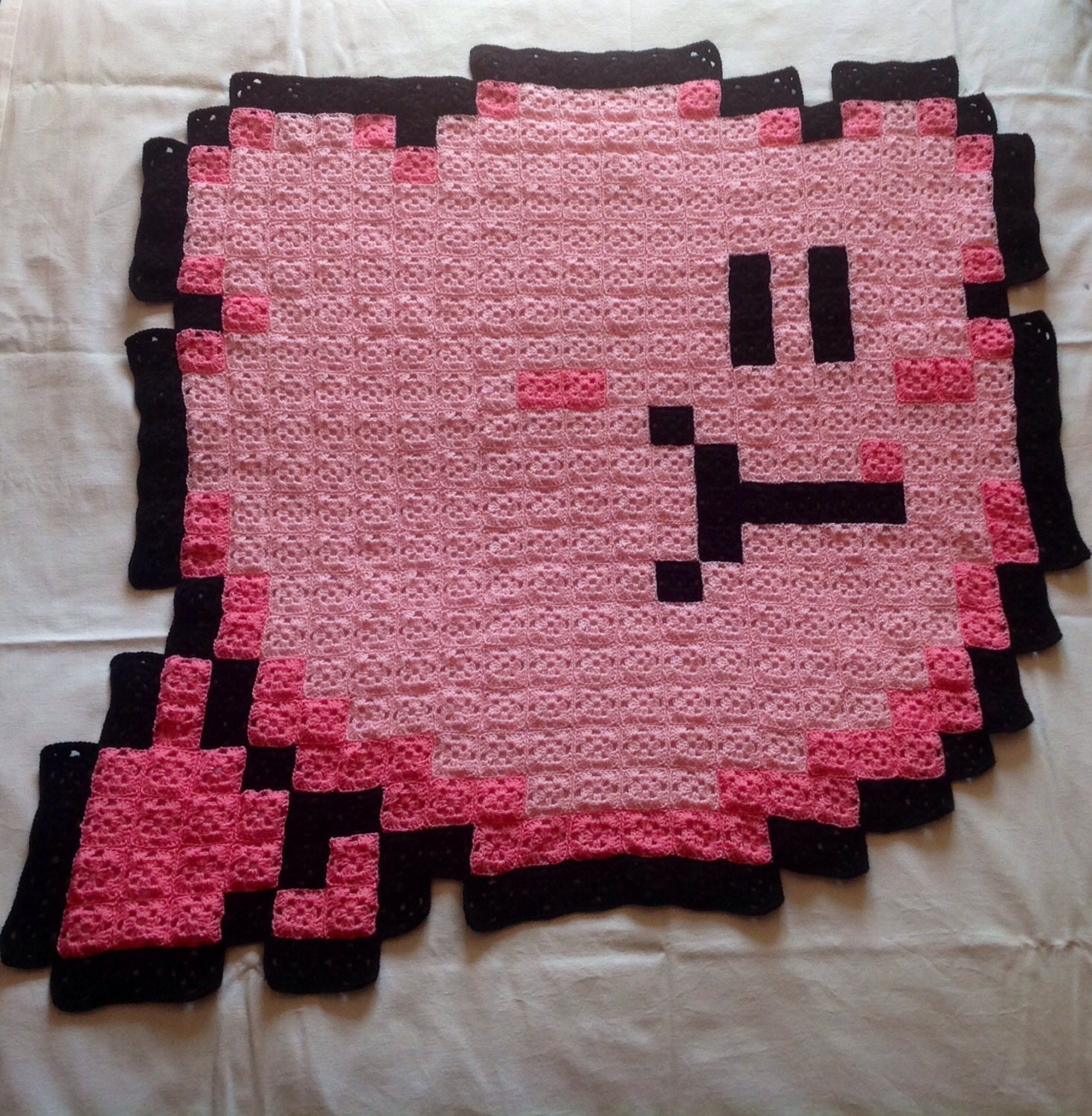 Big Mouth Kirby 8bit Crochet Blanket