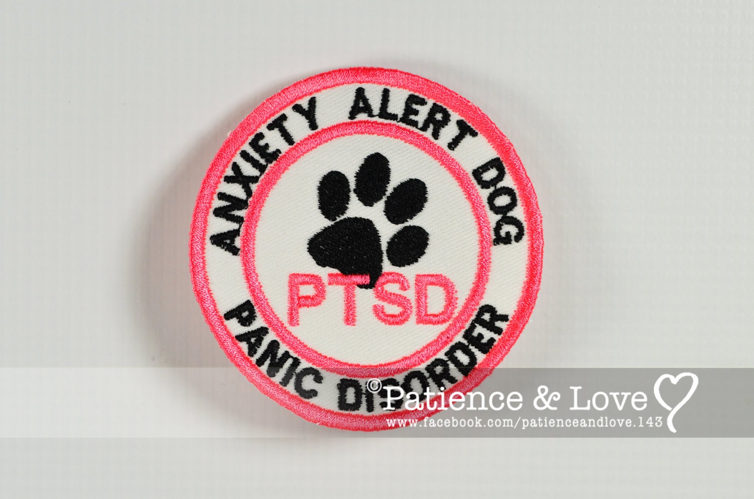 1 Patch Sewon 3 inch round Anxiety Alert Dog PTSD Paw