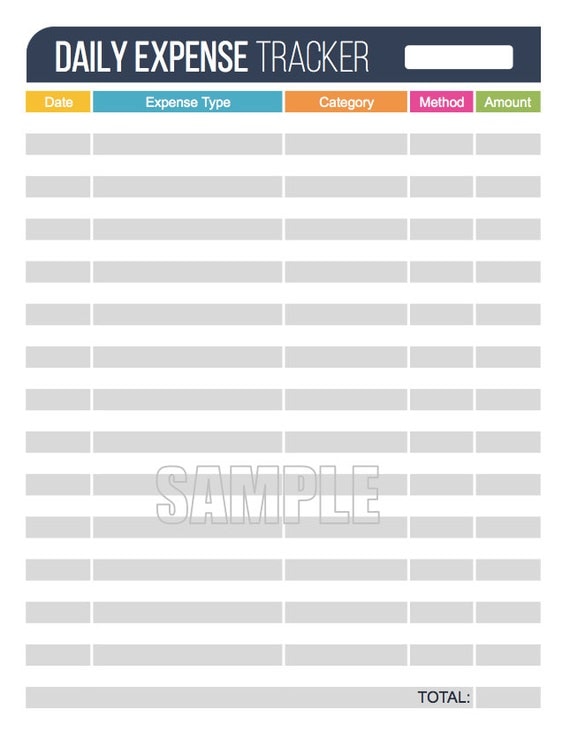 daily expense tracker editable personal finance organizing