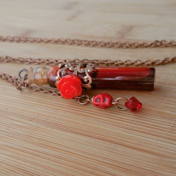 Vampire Blood vial necklace-vampire blood by WanderlustHeartShop