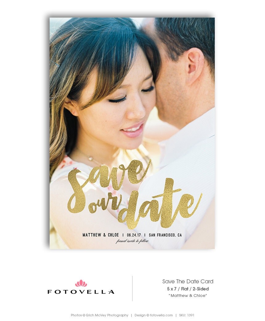 Save The Date Template Engagement Announcement Card By Fotovella Save The Date Announcement Template