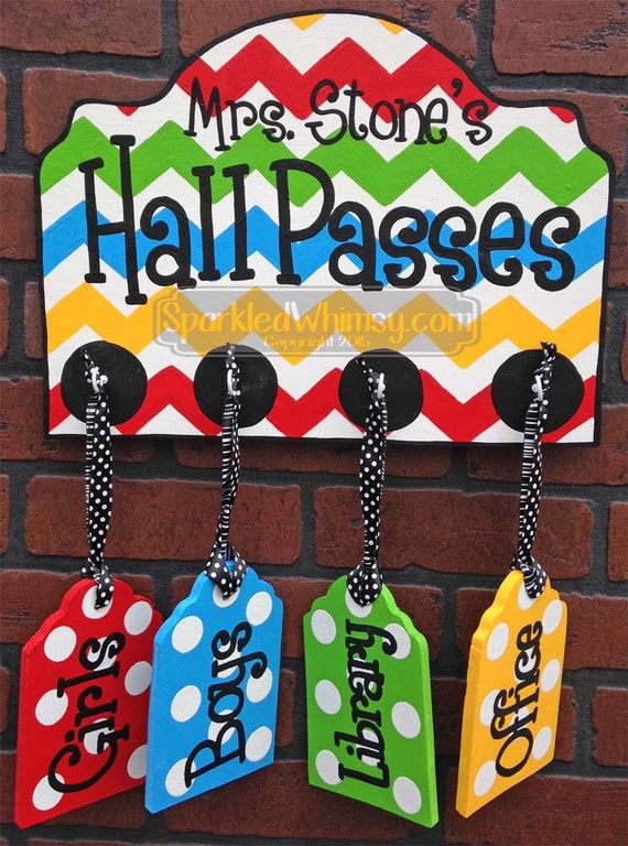 Hall Passes Sign for Classroom Multi-color by SparkledWhimsy