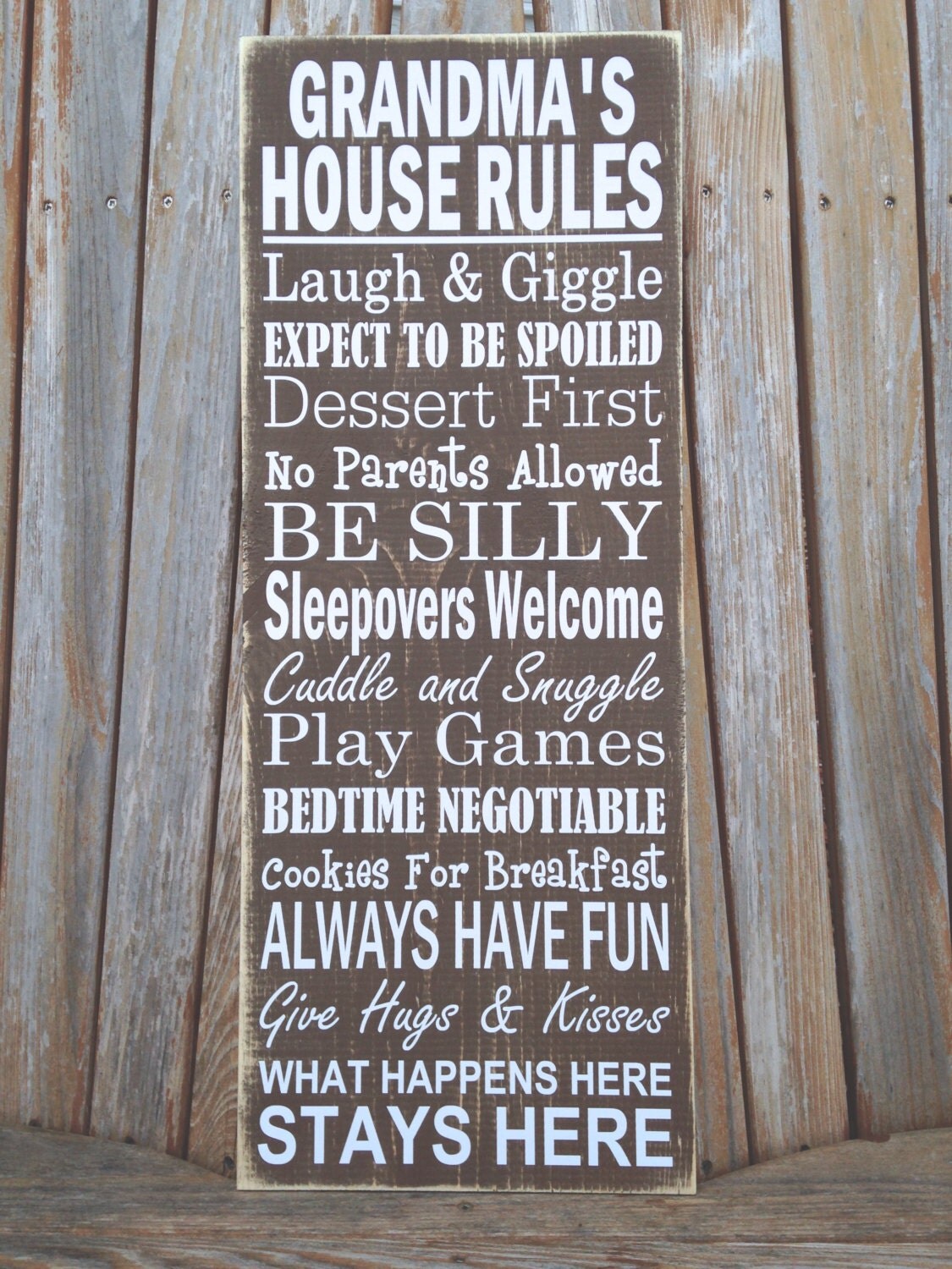 Mother's Day Gift Large Grandma's House Rules Sign