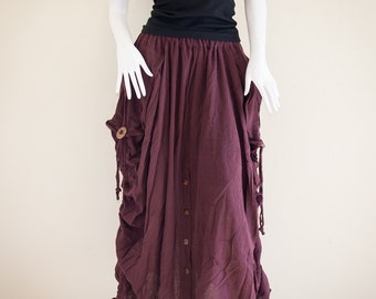 Stonewashed Cotton Shin Length Skirt Exotic by AmazingThaiStore