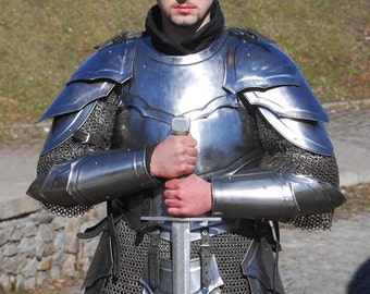 Larp, larp armor, fantasy, elven, medieval costume, steel armor, armour: Armour Set "Combatant"