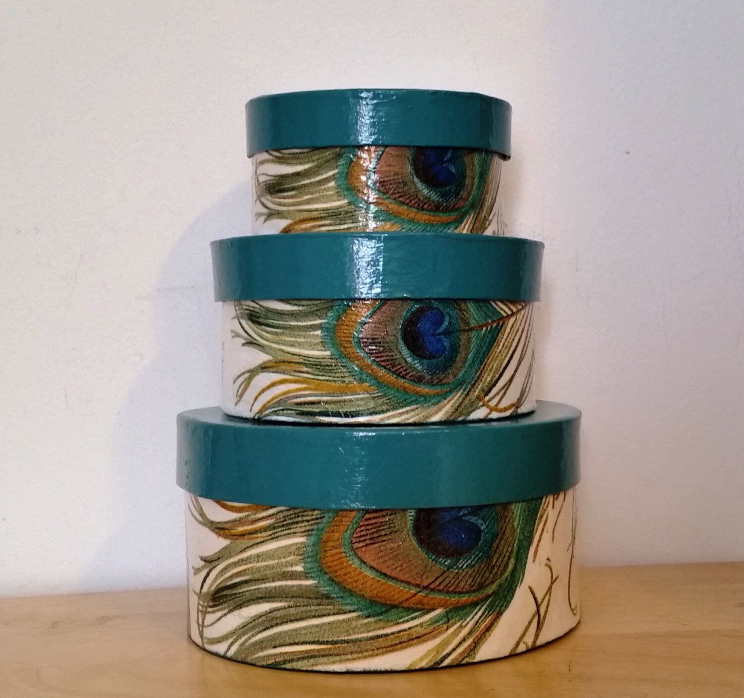 Handmade Decoupage Paper Mache Round Decorative Nesting Boxes