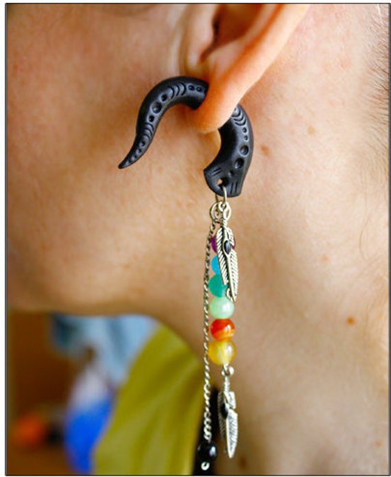Fake gauge earrings boho earrings chakra yoga jewelry gypsy