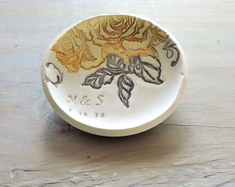 Flower Ring Bowl Personalized Wedding Ring Holder - Beauty and the Beast Wedding Ring Dish - Unique Disney Wedding Gift - Engagement Gift