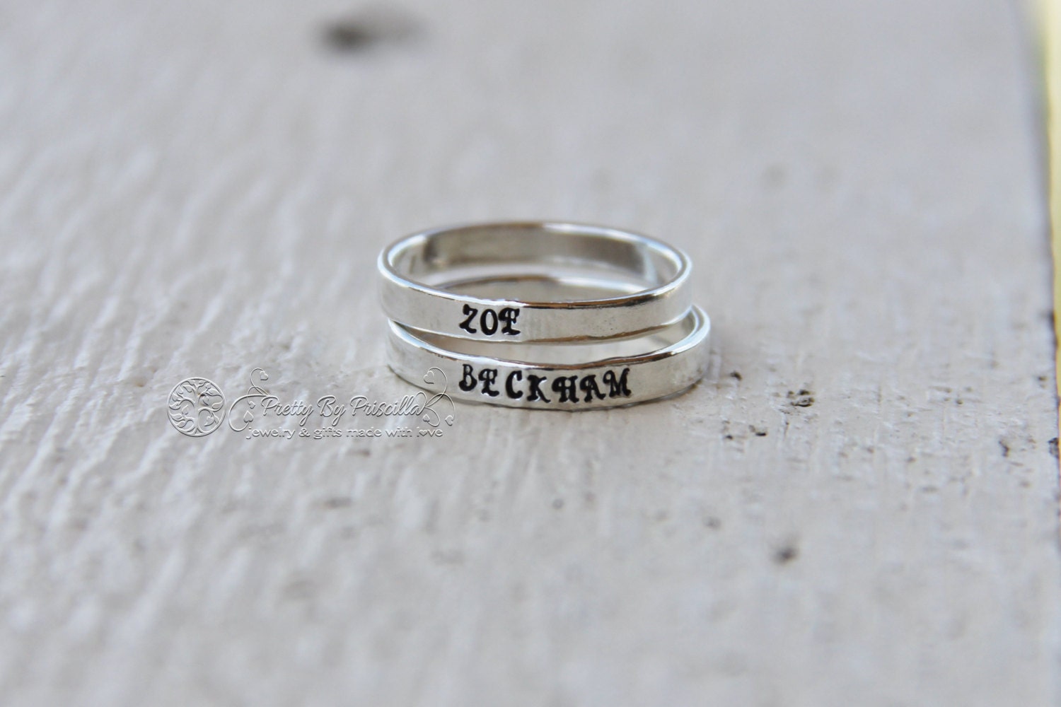 Stacking Rings Personalized Sterling Silver by PrettyByPriscilla