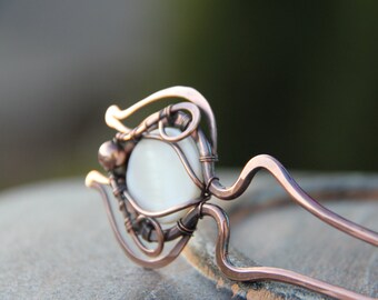 Hair fork, hair pin, hair stick, copper hair fork "Sweet blossom", metal hair fork, hair pin, hair accessories, wire wrap hair fork