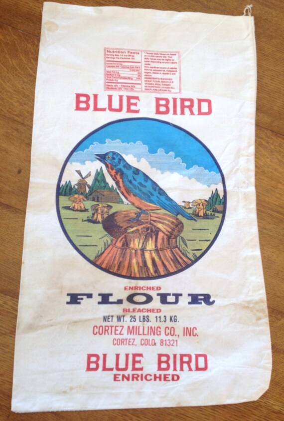 Blue Bird Flour Sack Cortez Milling Colorado Farm by AStringorTwo
