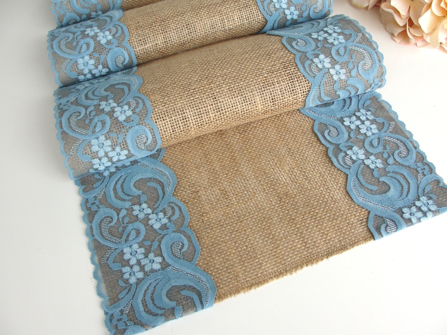 Teal Lace Table Runner Wedding Table runner by HotCocoaDesign