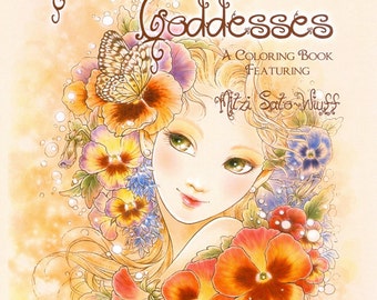 Fantasy Art Coloring Book with 19 Images - Gardens & Goddesses - Detailed Coloring Book for Grownups - Art by Mitzi Sato-Wiuff