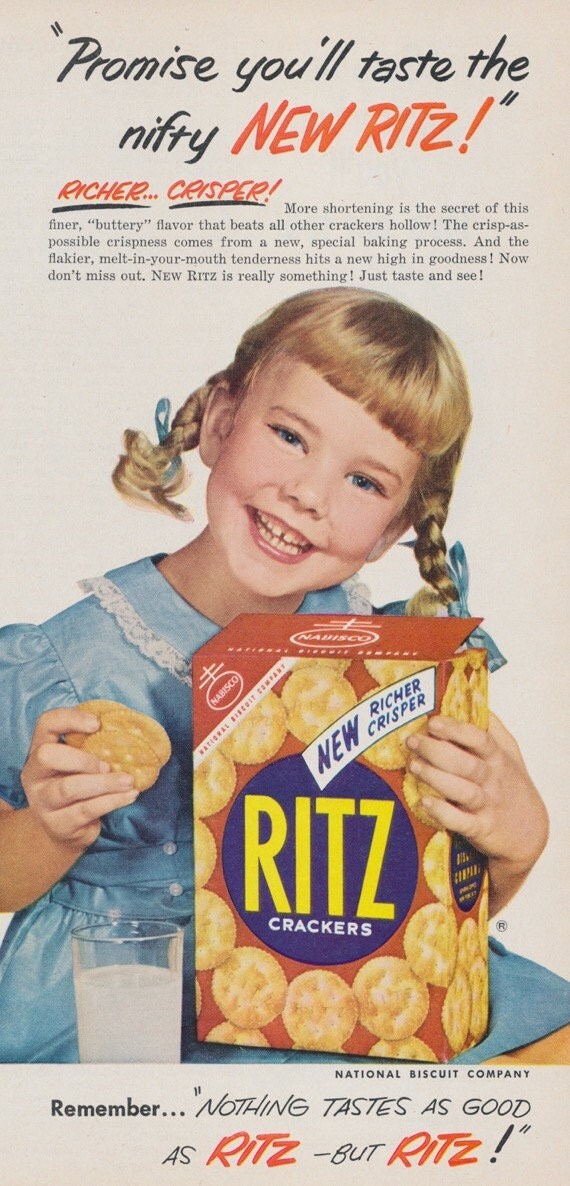 1950s Ritz Crackers Ad Vintage Advertisement Cute by ...