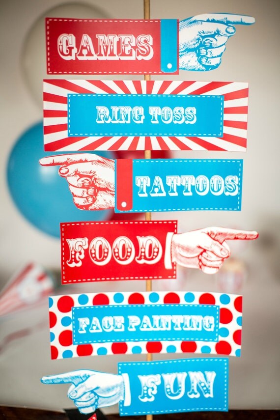 Carnival Directional Signs with Editable Text Circus by Punkyprep