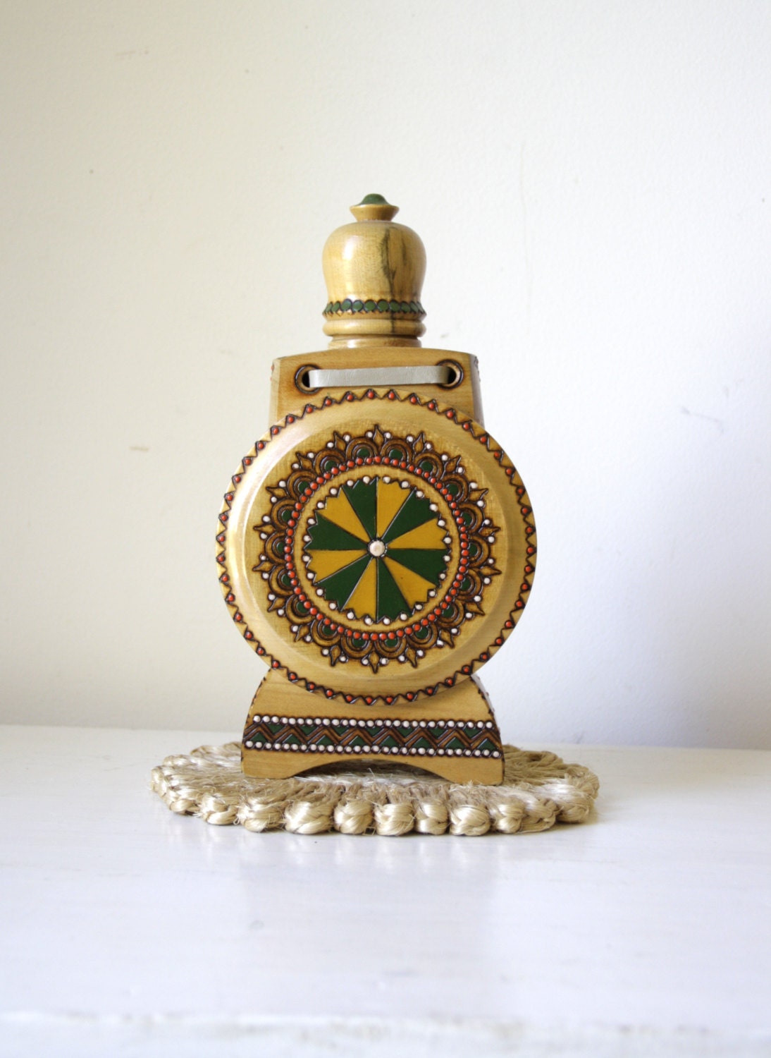Vintage wooden liquor bottle/ coloured decorative bottle/