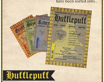 Hufflepuff Sorting Hat Certificate