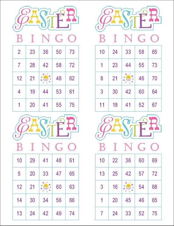 Items similar to Easter Bingo Game Cards, 100 cards, 4 per page, 75 ...