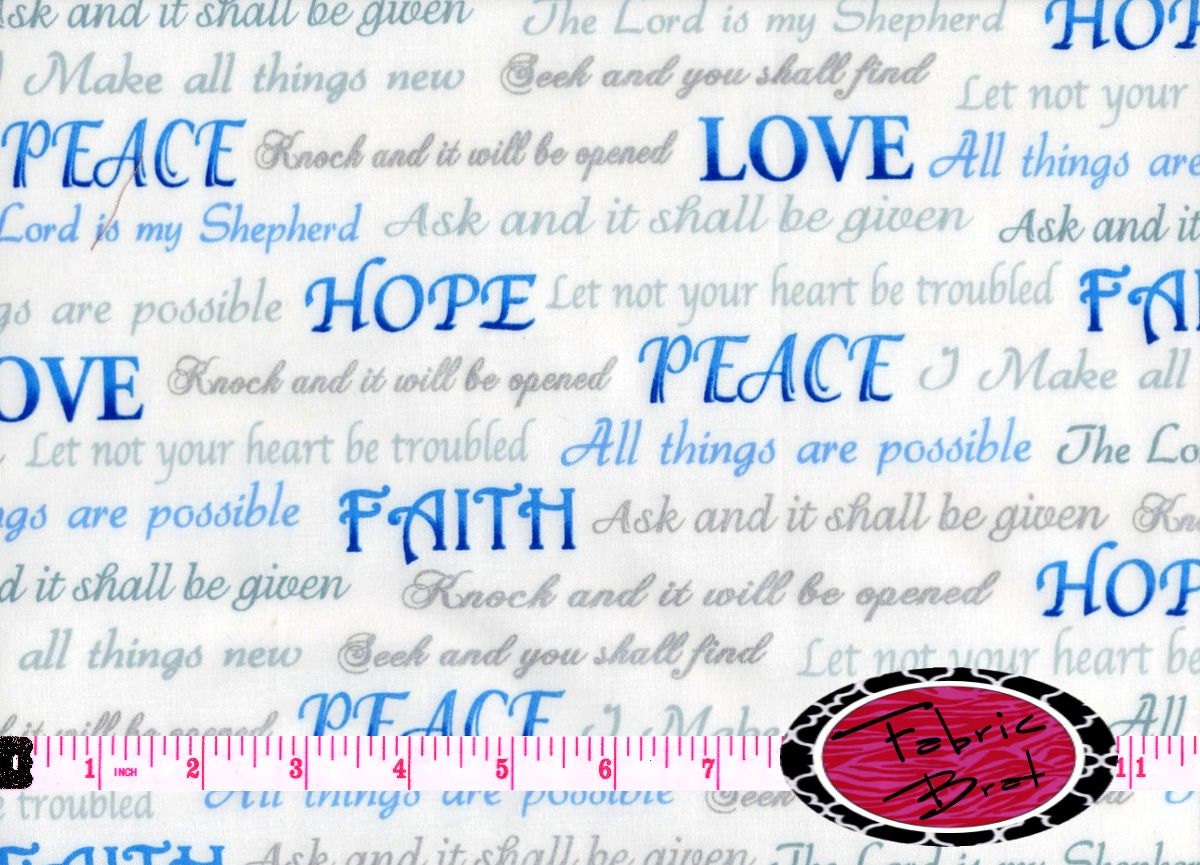 CHRISTIAN Fabric by the Yard Half Yard Fat Quarter FAITH