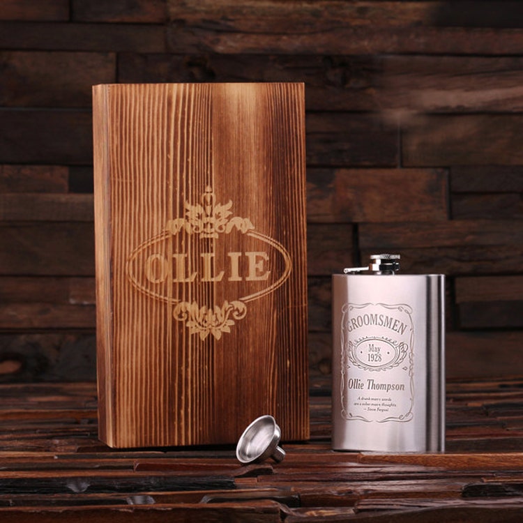 Personalized 8 oz Stainless Steel Metal Whiskey by TealsPrairie