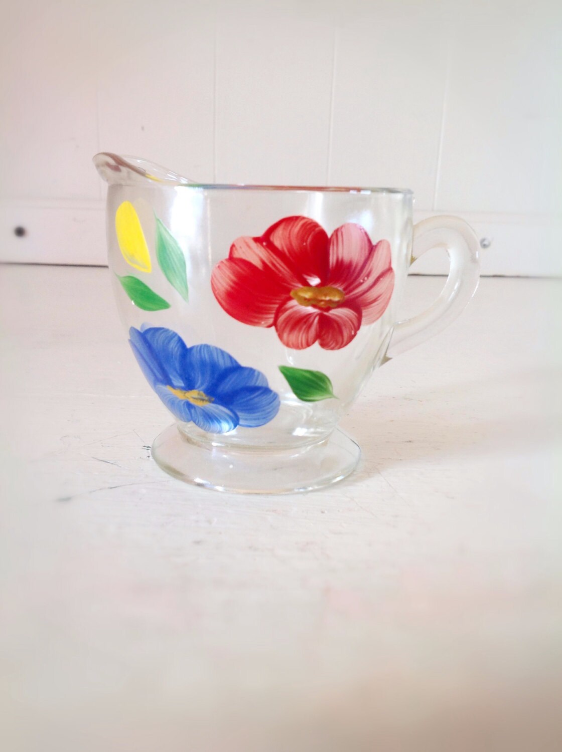 Vintage Hand Painted Glass Creamer|Gay Fad|Vintage Creamer|Vintage ...
