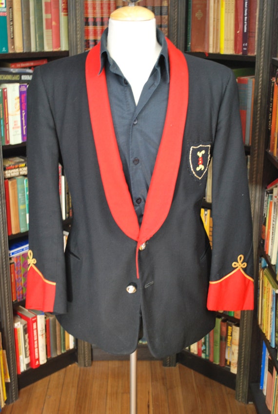 Band Uniform/ Smoking Jacket Vintage Military Style Crested