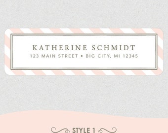Personalized Return Address Labels // Pastel Pink, Green, Blue and Purple Stripes