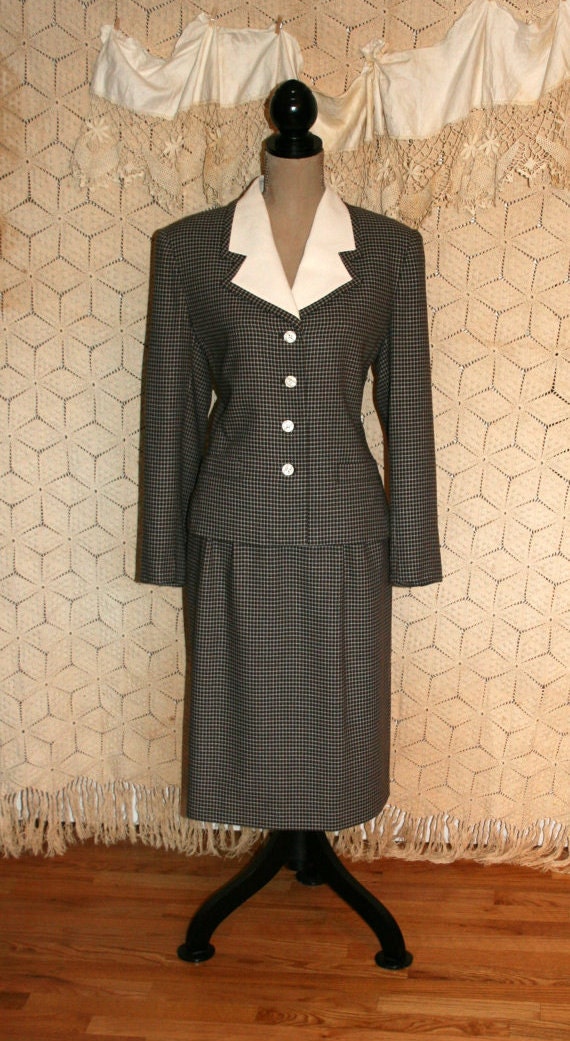 40s Style Skirt Suit Retro Suit 90s Suit Women Business Suit