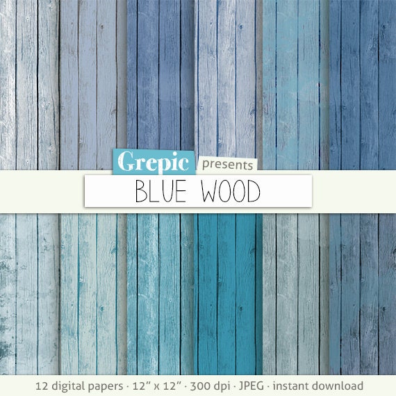 Wood digital paper: “BLUE WOOD” with painted / rustic / distressed