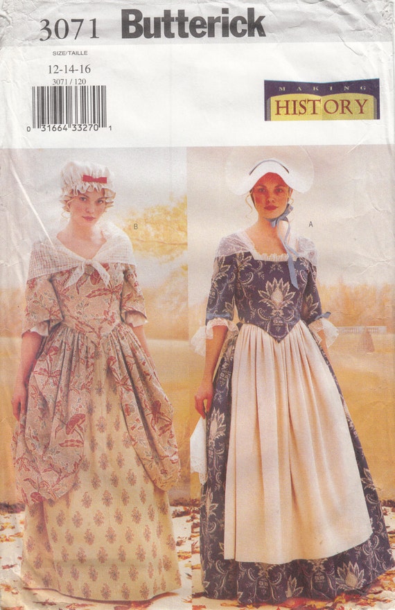 Butterick 3071 Colonial Dress Overskirt Apron Mob by CedarSewing
