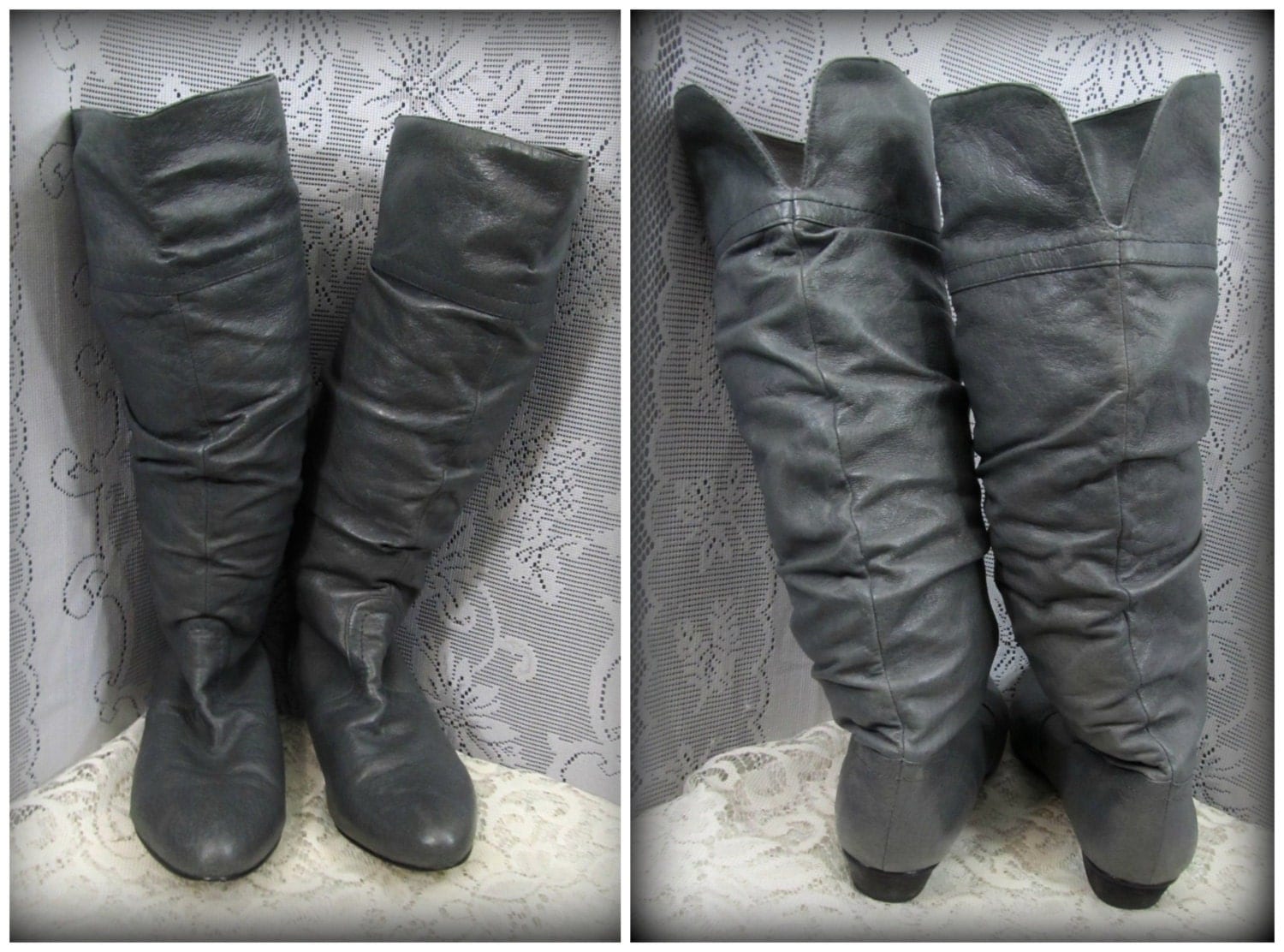 womens boots grey leather