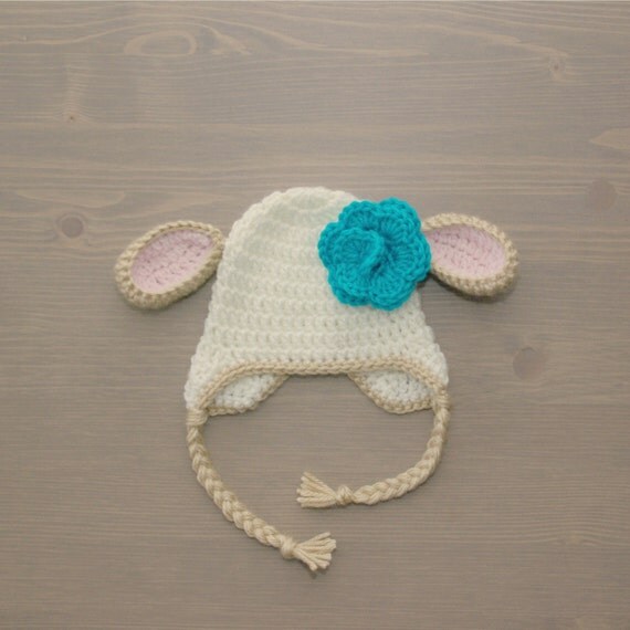 Crochet Lamb Hat with Flower Baby Lamb Hat Crochet by jackcosmo